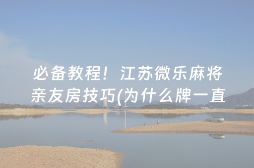 必备教程！江苏微乐麻将亲友房技巧(为什么牌一直很差)