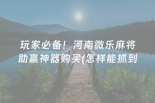玩家必备！河南微乐麻将助赢神器购买(怎样能抓到好牌)