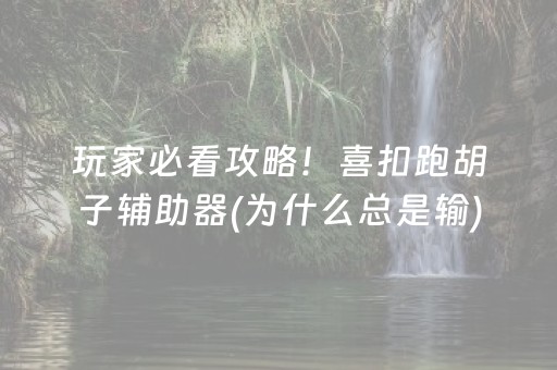 玩家必看攻略！喜扣跑胡子辅助器(为什么总是输)