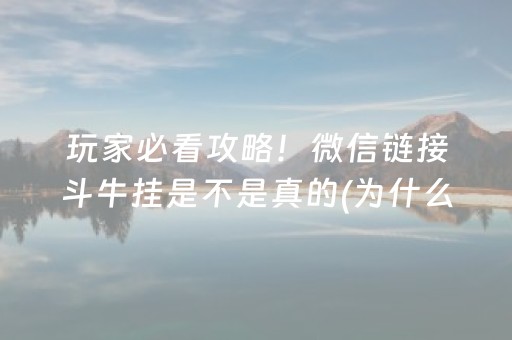 玩家必看攻略！微信链接斗牛挂是不是真的(为什么老是输)