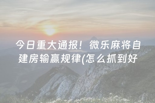 今日重大通报！微乐麻将自建房输赢规律(怎么抓到好牌)