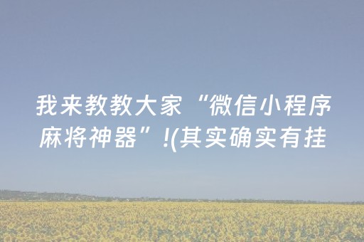 我来教教大家“微信小程序麻将神器”!(其实确实有挂)-知乎