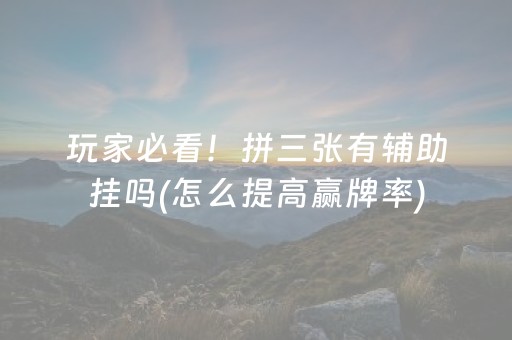 玩家必看！拼三张有辅助挂吗(怎么提高赢牌率)