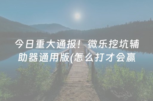 今日重大通报！微乐挖坑辅助器通用版(怎么打才会赢)