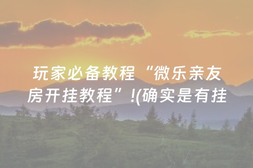 玩家必备教程“微乐亲友房开挂教程”!(确实是有挂)-知乎