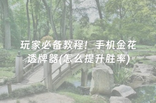 玩家必备教程！手机金花透牌器(怎么提升胜率)