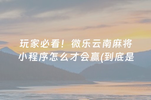 玩家必看！微乐云南麻将小程序怎么才会赢(到底是不是有挂)