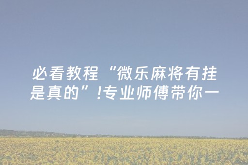 必看教程“微乐麻将有挂是真的”!专业师傅带你一起了解（详细教程）-知乎
