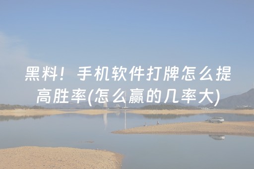 黑料！手机软件打牌怎么提高胜率(怎么赢的几率大)