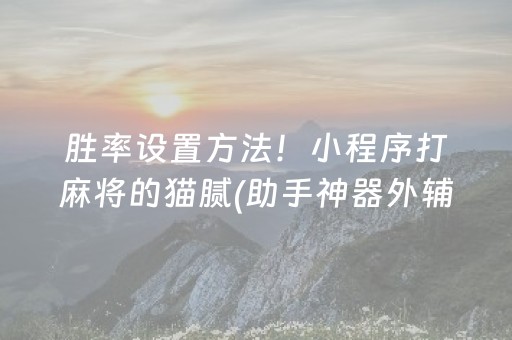 胜率设置方法！小程序打麻将的猫腻(助手神器外辅工具)