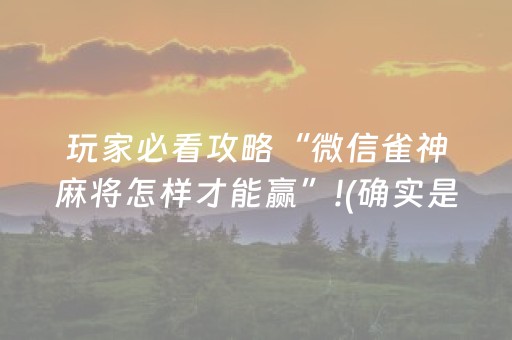 玩家必看攻略“微信雀神麻将怎样才能赢”!(确实是有挂)-知乎