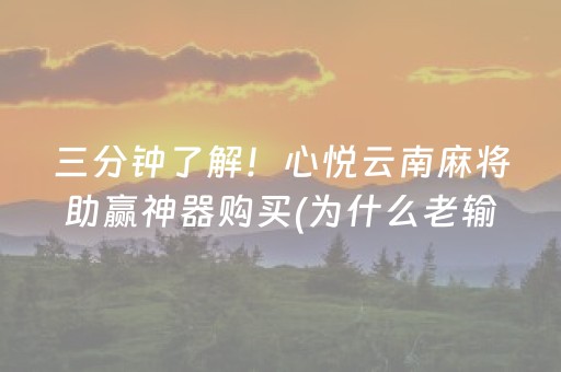 三分钟了解！心悦云南麻将助赢神器购买(为什么老输)