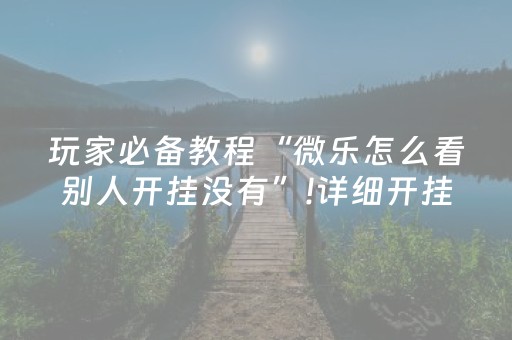 玩家必备教程“微乐怎么看别人开挂没有”!详细开挂教程-知乎