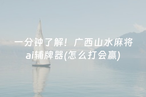 一分钟了解！广西山水麻将ai辅牌器(怎么打会赢)