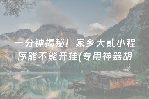 一分钟揭秘！家乡大贰小程序能不能开挂(专用神器胡牌技巧)