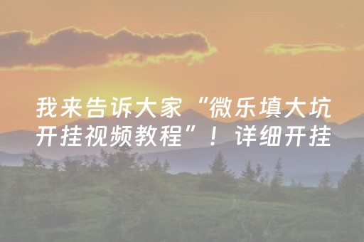 我来告诉大家“微乐填大坑开挂视频教程”！详细开挂教程（确实真的有挂)-知乎