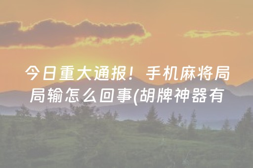 今日重大通报！手机麻将局局输怎么回事(胡牌神器有猫腻吗)