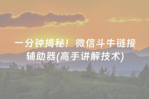 一分钟揭秘！微信斗牛链接辅助器(高手讲解技术)