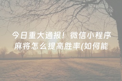 今日重大通报！微信小程序麻将怎么提高胜率(如何能得到好牌)