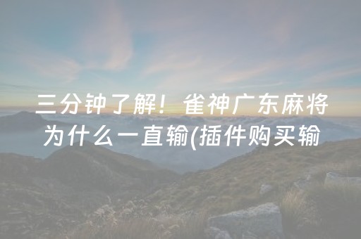 三分钟了解！雀神广东麻将为什么一直输(插件购买输赢规律)