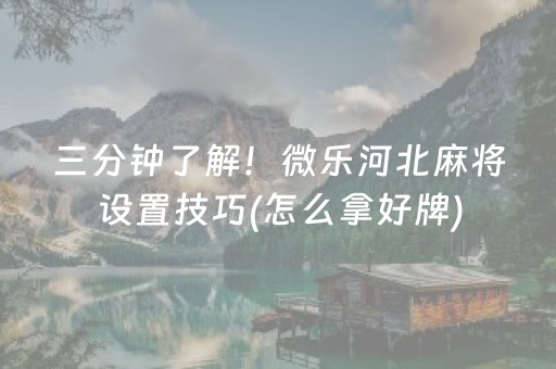 三分钟了解！微乐河北麻将设置技巧(怎么拿好牌)