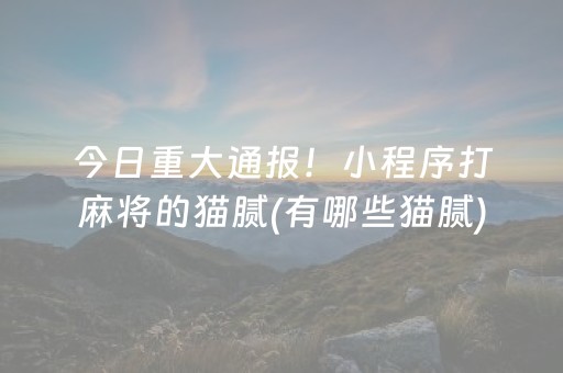 今日重大通报！小程序打麻将的猫腻(有哪些猫腻)