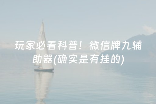 玩家必看科普！微信牌九辅助器(确实是有挂的)