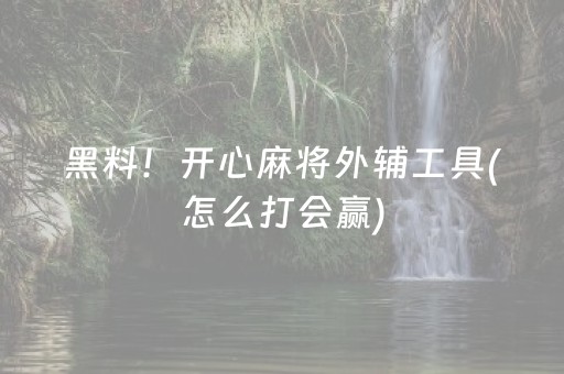 黑料！开心麻将外辅工具(怎么打会赢)