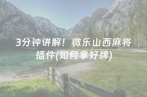3分钟讲解！微乐山西麻将插件(如何拿好牌)