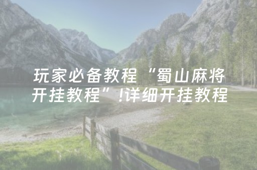 玩家必备教程“蜀山麻将开挂教程”!详细开挂教程-知乎