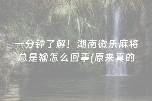 一分钟了解！湖南微乐麻将总是输怎么回事(原来真的有挂)