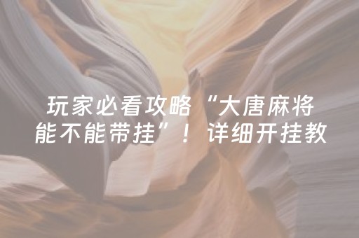 玩家必看攻略“大唐麻将能不能带挂”！详细开挂教程（确实真的有挂)-知乎