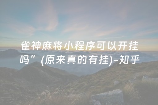 雀神麻将小程序可以开挂吗”(原来真的有挂)-知乎