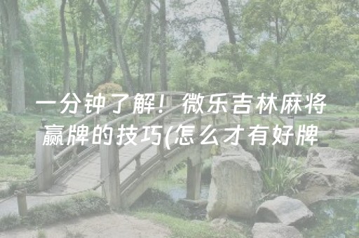 一分钟了解！微乐吉林麻将赢牌的技巧(怎么才有好牌)