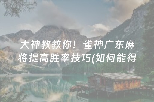 大神教教你！雀神广东麻将提高胜率技巧(如何能得到好牌)