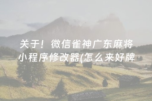 关于！微信雀神广东麻将小程序修改器(怎么来好牌)