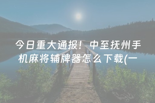 今日重大通报！中至抚州手机麻将辅牌器怎么下载(一直输怎么办)