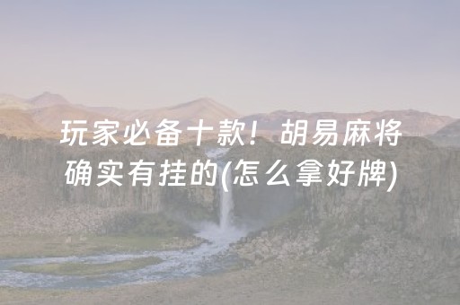 玩家必备十款！胡易麻将确实有挂的(怎么拿好牌)