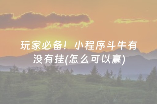 玩家必备！小程序斗牛有没有挂(怎么可以赢)