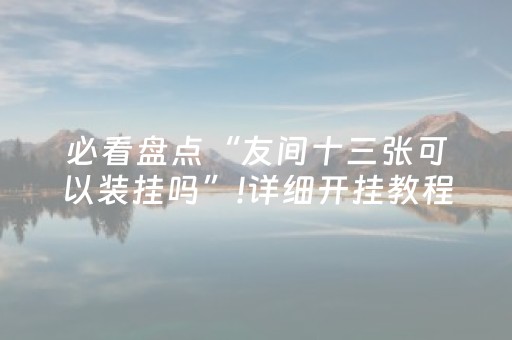 必看盘点“友间十三张可以装挂吗”!详细开挂教程-知乎
