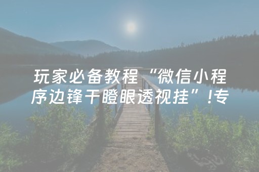 玩家必备教程“微信小程序边锋干瞪眼透视挂”!专业师傅带你一起了解（详细教程）-知乎
