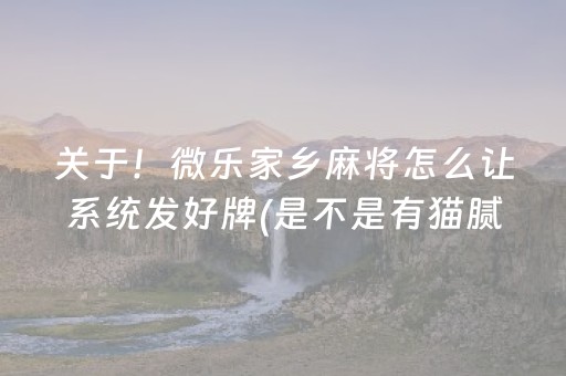 关于！微乐家乡麻将怎么让系统发好牌(是不是有猫腻)
