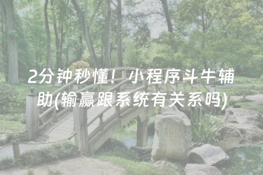 2分钟秒懂！小程序斗牛辅助(输赢跟系统有关系吗)