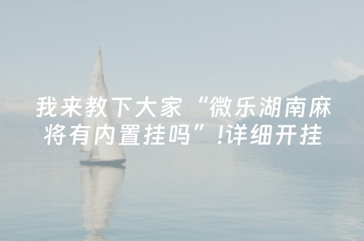 我来教下大家“微乐湖南麻将有内置挂吗”!详细开挂教程-知乎