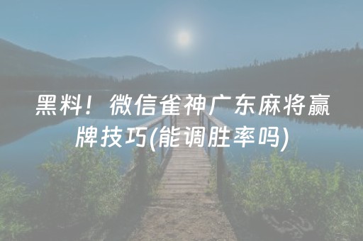 黑料！微信雀神广东麻将赢牌技巧(能调胜率吗)
