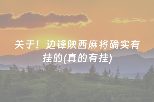 关于！边锋陕西麻将确实有挂的(真的有挂)