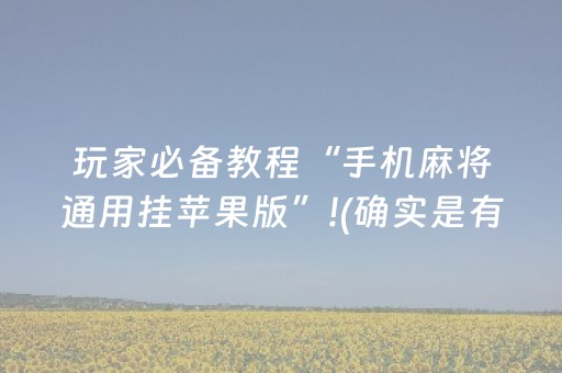 玩家必备教程“手机麻将通用挂苹果版”!(确实是有挂)-知乎