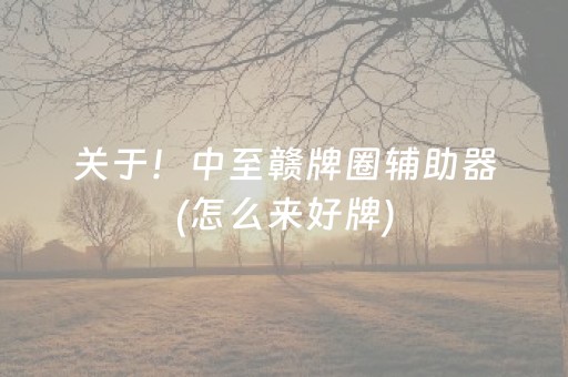 关于！中至赣牌圈辅助器(怎么来好牌)