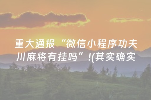 重大通报“微信小程序功夫川麻将有挂吗”!(其实确实有挂)-知乎