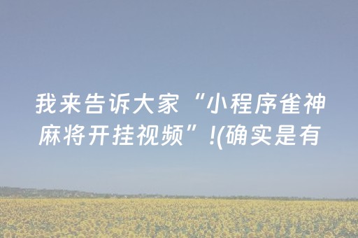 我来告诉大家“小程序雀神麻将开挂视频”!(确实是有挂)-知乎